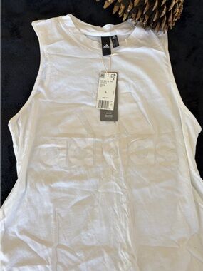 NWT adidas White Embossed Logo Muscle Tank
